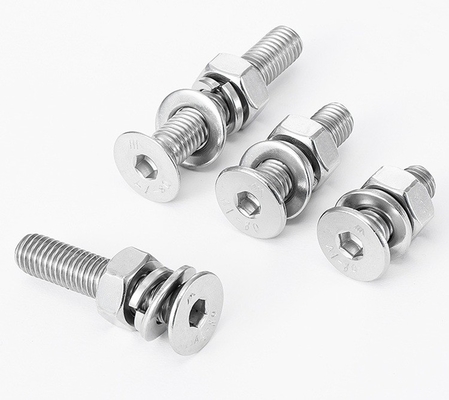 Εξακόσμητη πρίζα DIN7991/GB70.3 Countersunk Head Machine Screw με Hex Nut Flat Washer και Spring Washer Assemblies Plain Surface